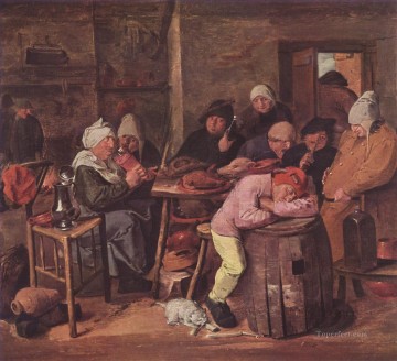 the schlachtfest Baroque rural life Adriaen Brouwer Oil Paintings